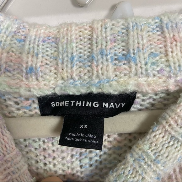 New! Something navy Rainbow pastel crewneck sweater 13993 - Picture 6 of 9